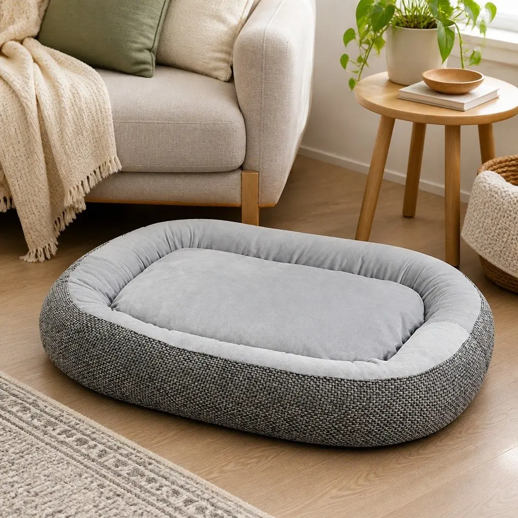 Pet Dog Bed Orthopedic Plush Washable Non Slip Indoor Cushion Bolster Support