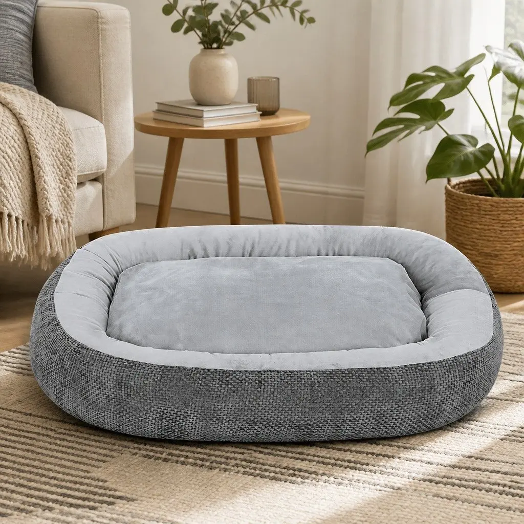 Pet Dog Bed Orthopedic Plush Washable Non Slip Indoor Cushion Bolster Support