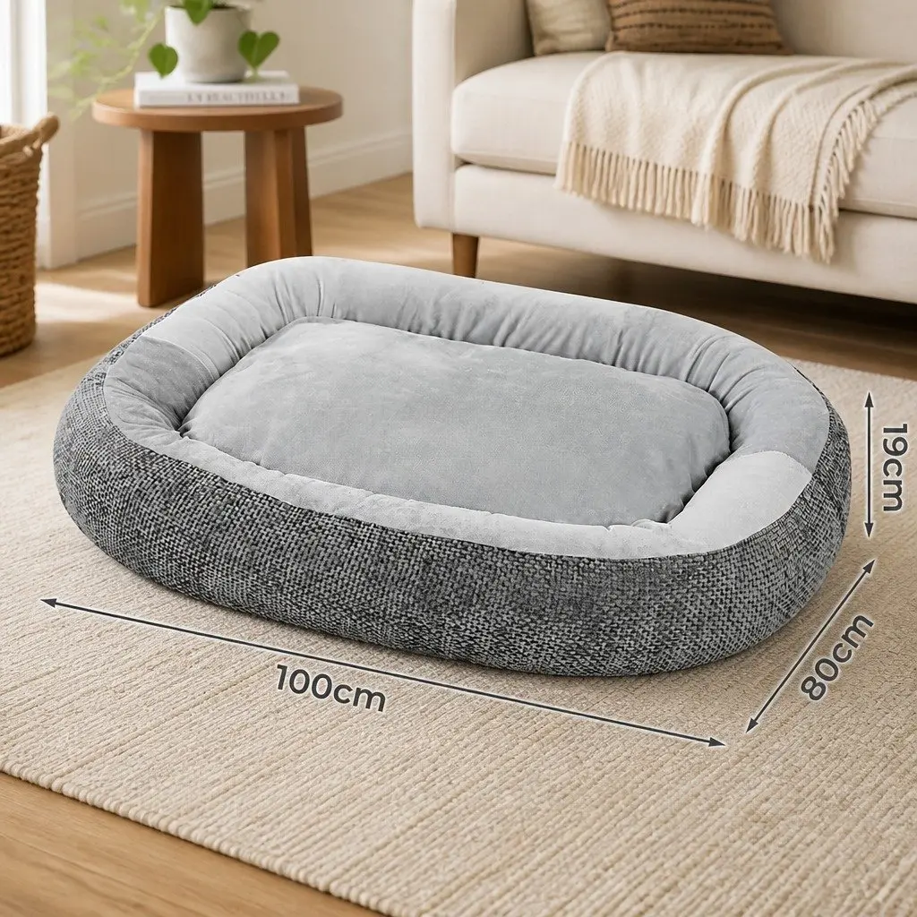 Pet Dog Bed Orthopedic Plush Washable Non Slip Indoor Cushion Bolster Support