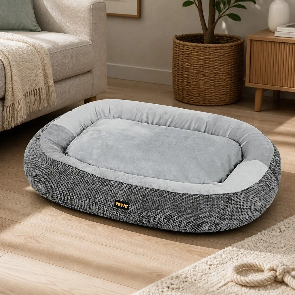 Pet Dog Bed Orthopedic Plush Washable Non Slip Indoor Cushion Bolster Support