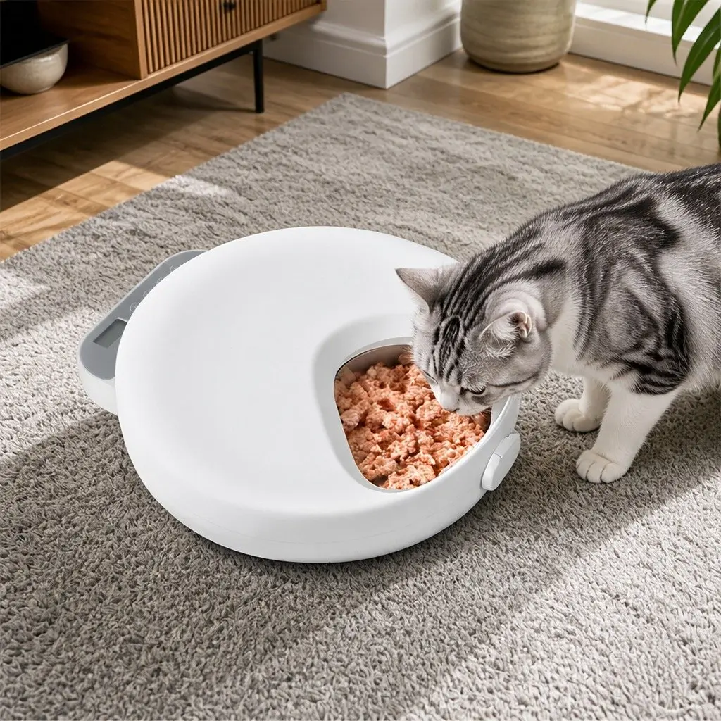 Automatic Pet Feeder 4 Meals Timer Cat Dog Chilled Food Dispenser Ice Packs