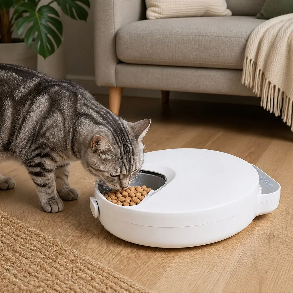 Automatic Pet Feeder 4 Meals Timer Cat Dog Chilled Food Dispenser Ice Packs