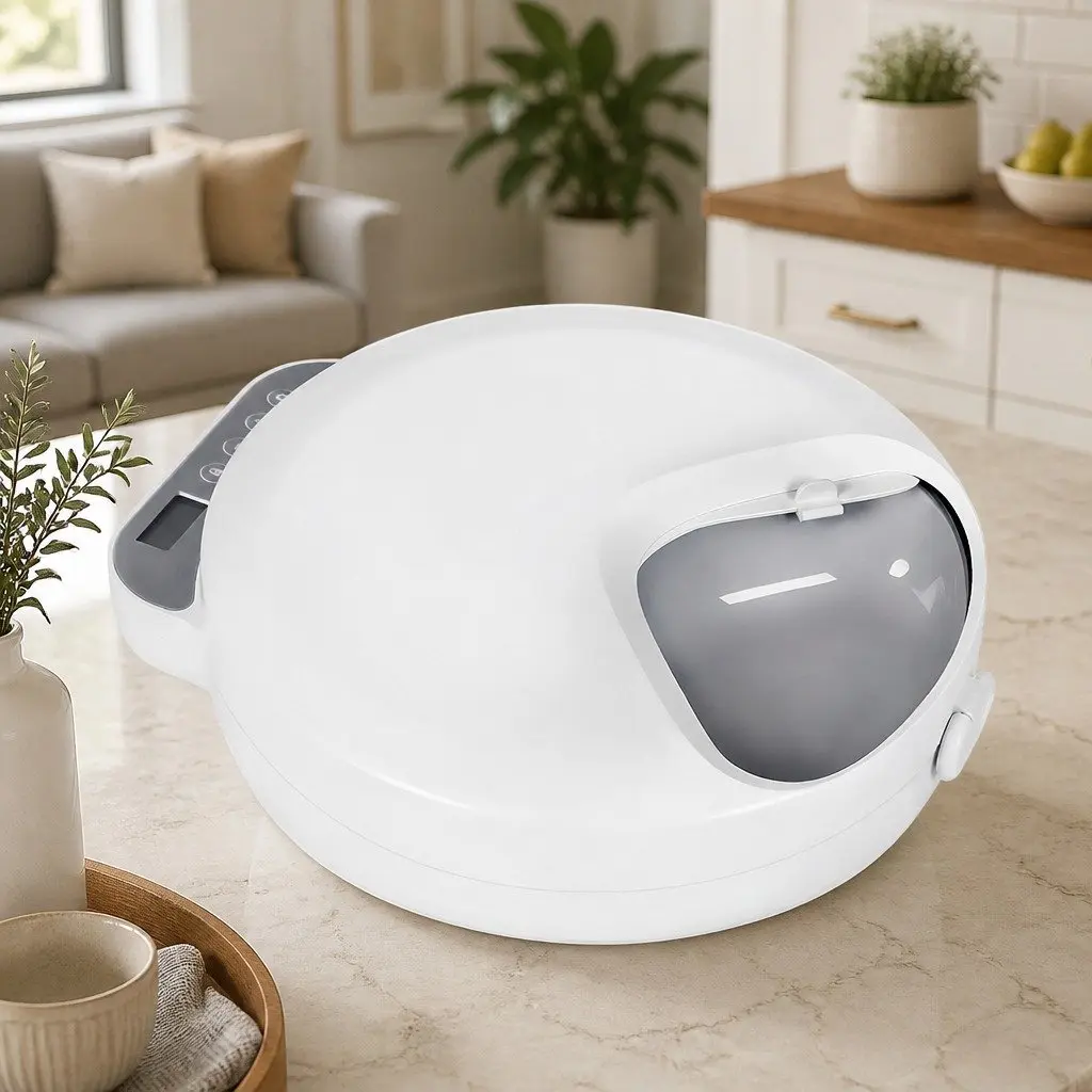 Automatic Pet Feeder 4 Meals Timer Cat Dog Chilled Food Dispenser Ice Packs