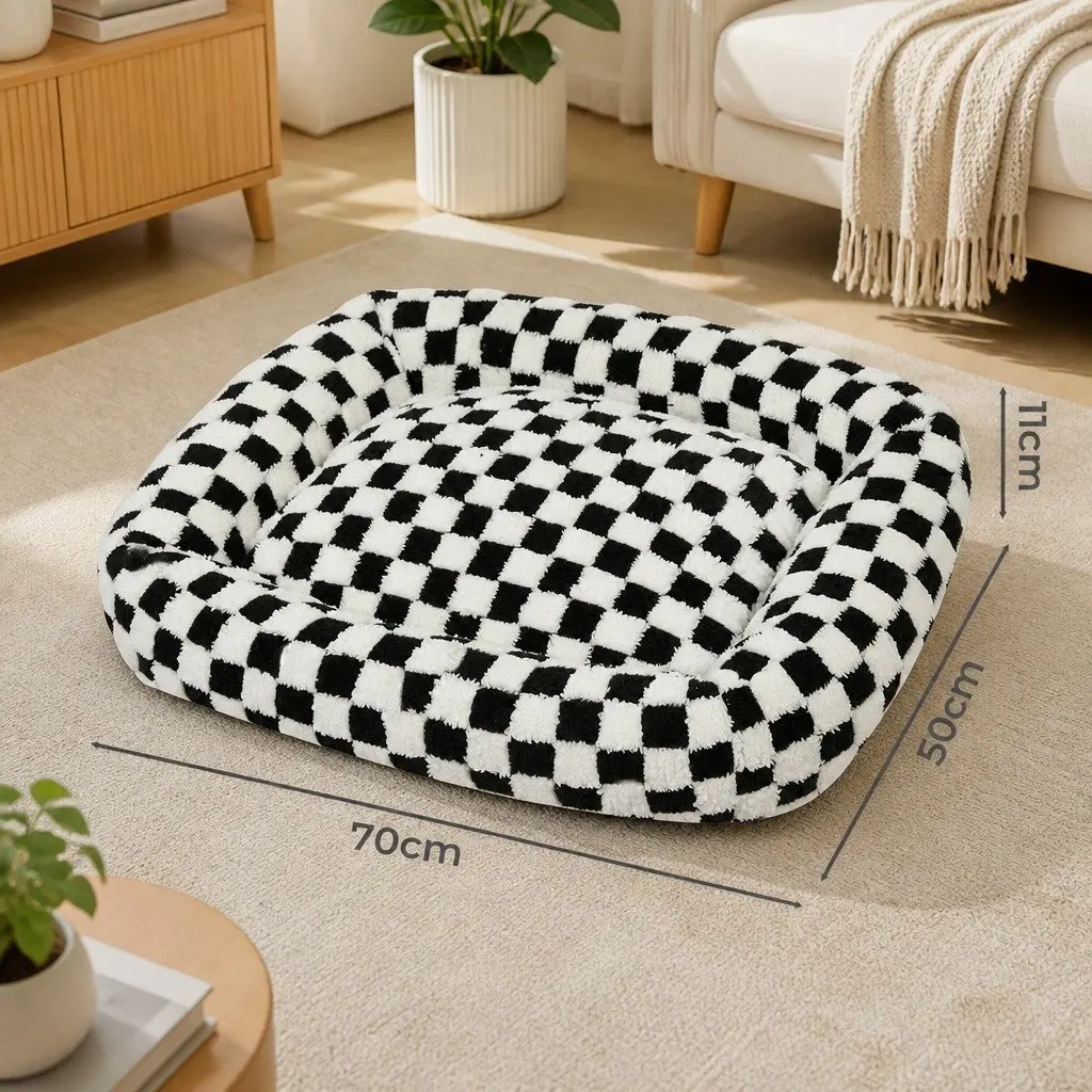 Dog Bed Plush Calming Pet Bed Soft Washable Removable Cover Raised Bolster