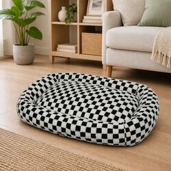 Dog Bed Calming Pet Plush Soft Washable Removable Cover Raised Bolsters Cosy