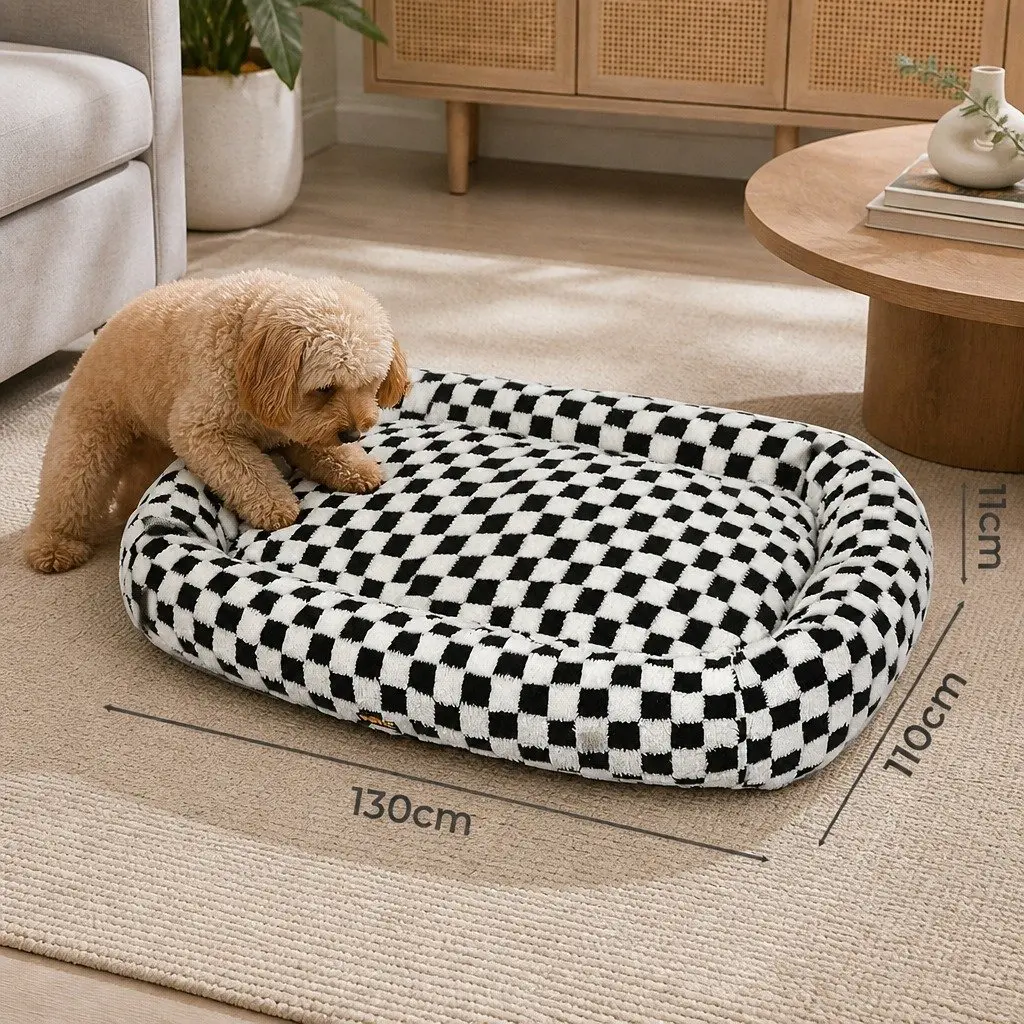 Dog Bed Calming Pet Plush Soft Washable Removable Cover Raised Bolsters Support