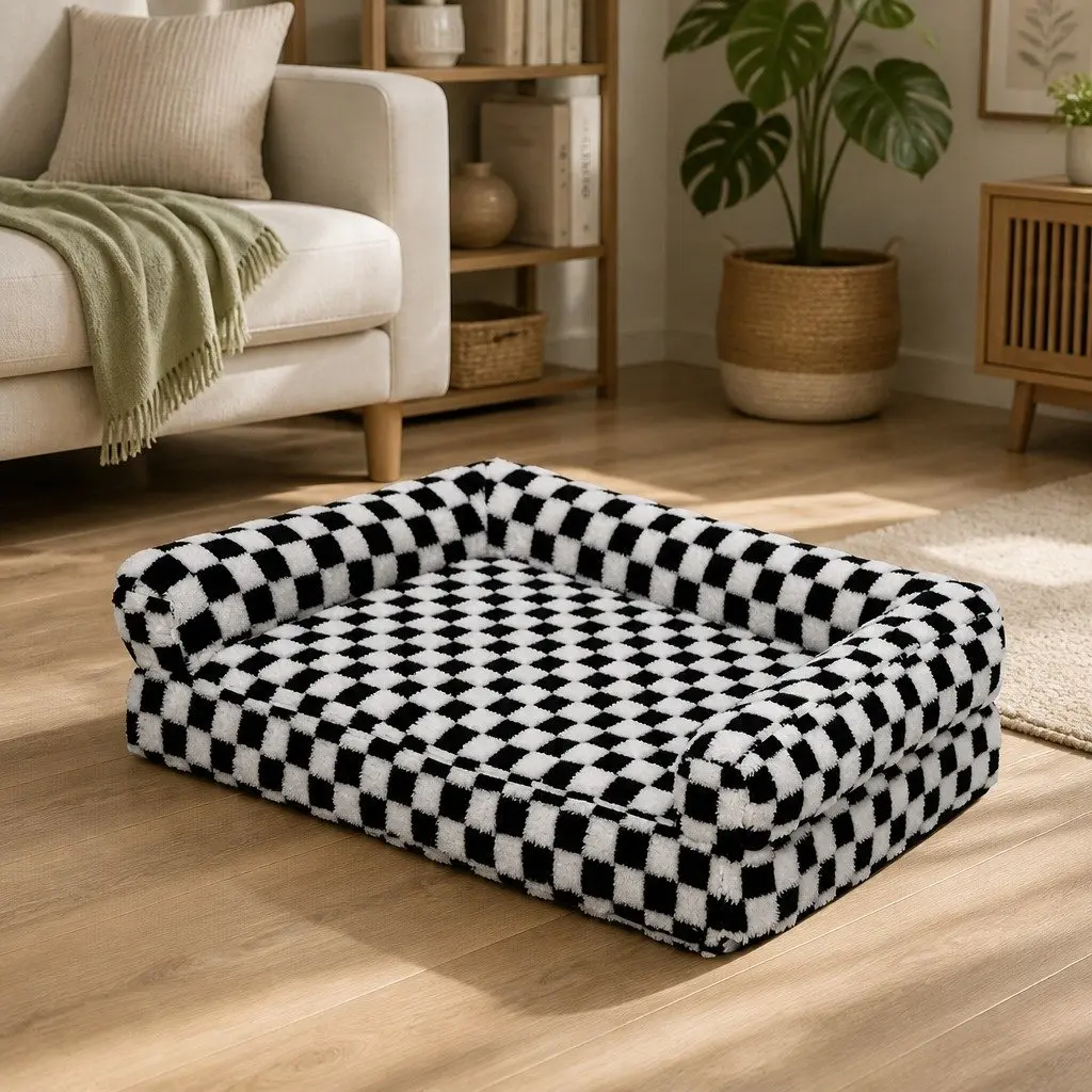 Orthopedic Dog Bed Memory Foam Pet Mattress Mat Calming Sofa Style Washable