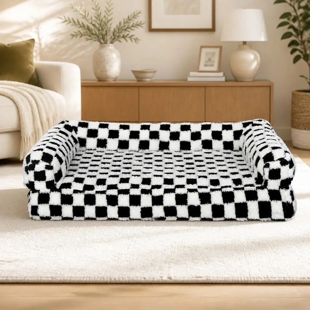 Orthopedic Dog Bed Memory Foam Pet Mattress Mat Calming Sofa Style Washable