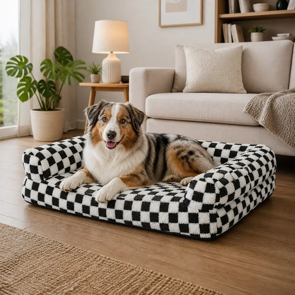 Orthopedic Dog Bed Memory Foam Pet Mattress Mat Calming Sofa Style Washable