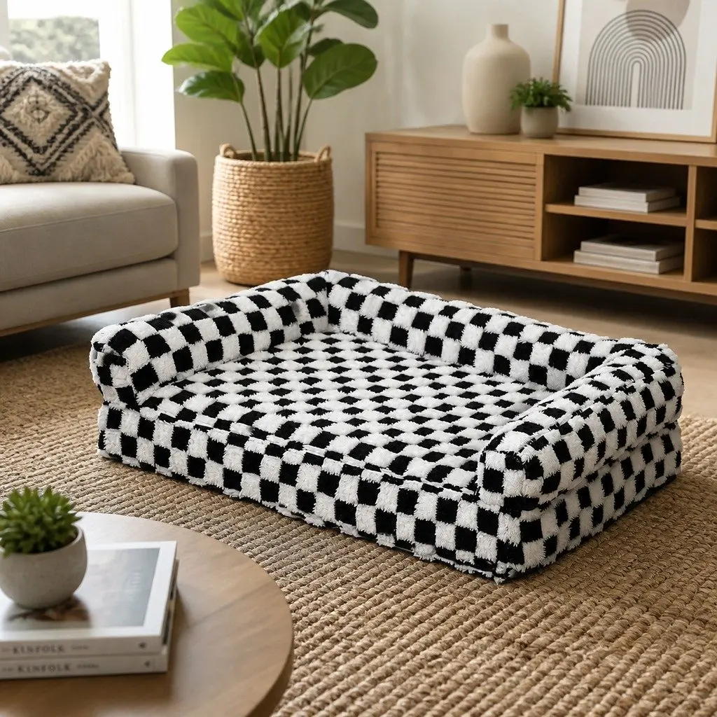 Orthopedic Dog Bed Memory Foam Pet Mattress Mat Calming Sofa Style Washable