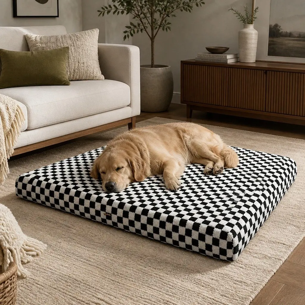 Orthopedic Dog Bed Memory Foam Waterproof Sherpa 90cm x 60cm x 11cm