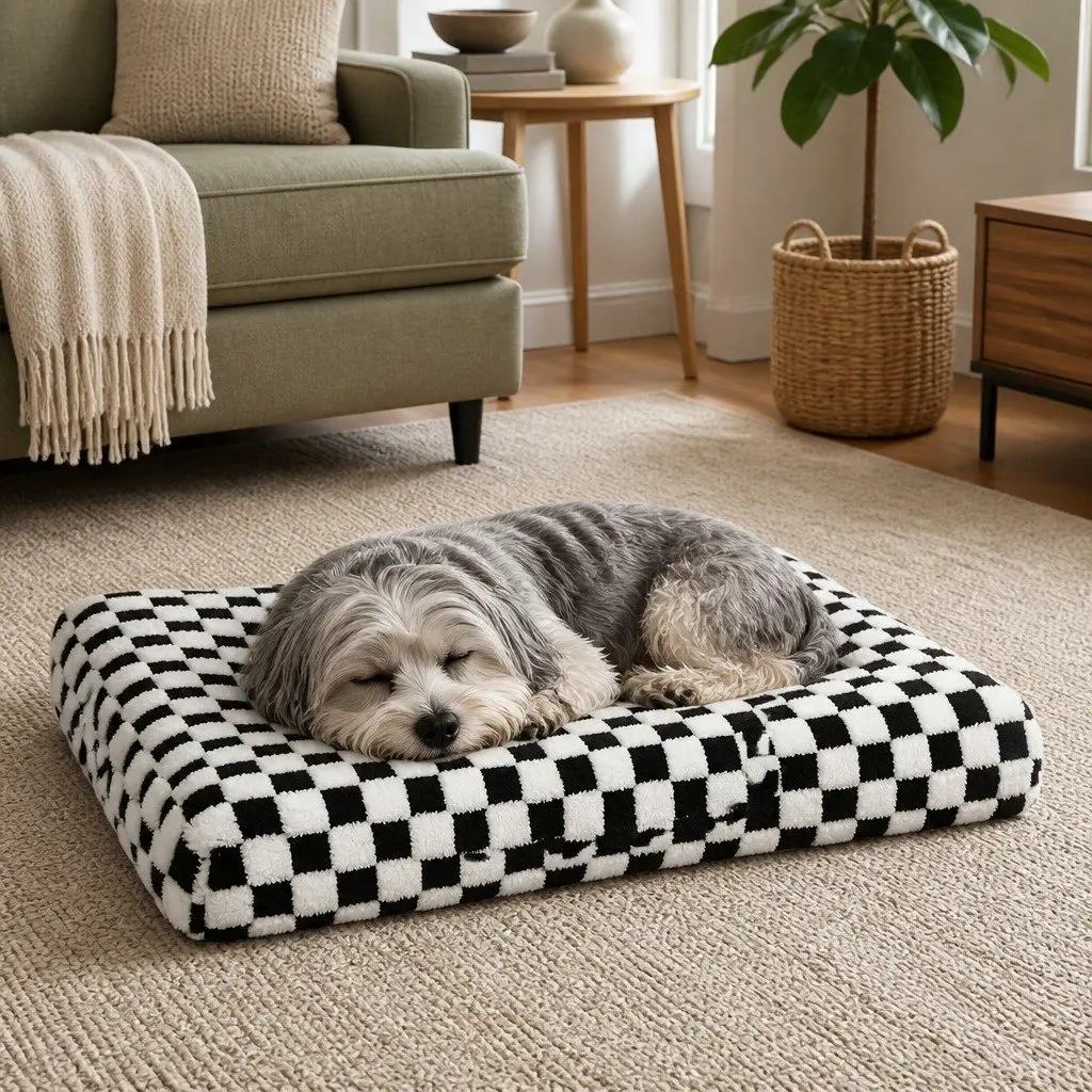 Orthopedic Dog Bed Memory Foam Egg-Crate Structure 120cm x 90cm Waterproof Sherpa Washable