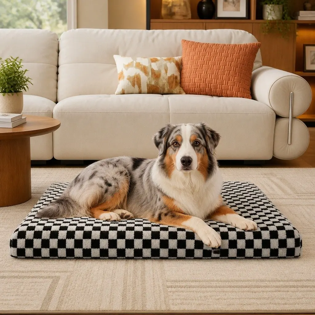 Orthopedic Dog Bed Memory Foam Egg-Crate Structure 120cm x 90cm Waterproof Sherpa Washable
