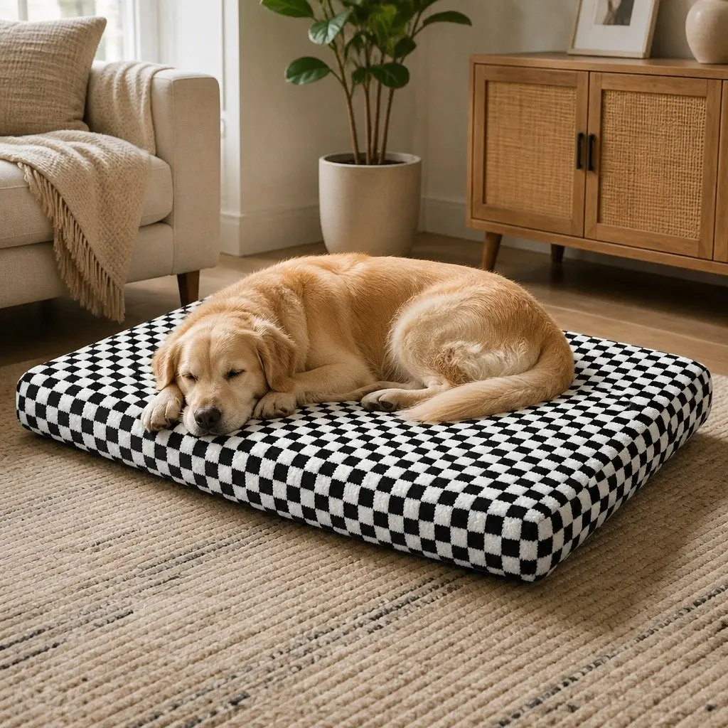 Orthopedic Dog Bed Memory Foam Egg-Crate Structure 120cm x 90cm Waterproof Sherpa Washable