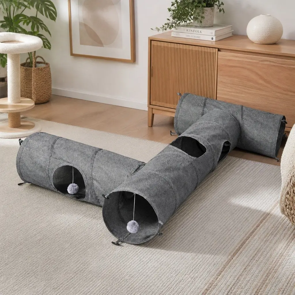 Cat Tunnel Modular Foldable Interactive Play Tube 3 Piece