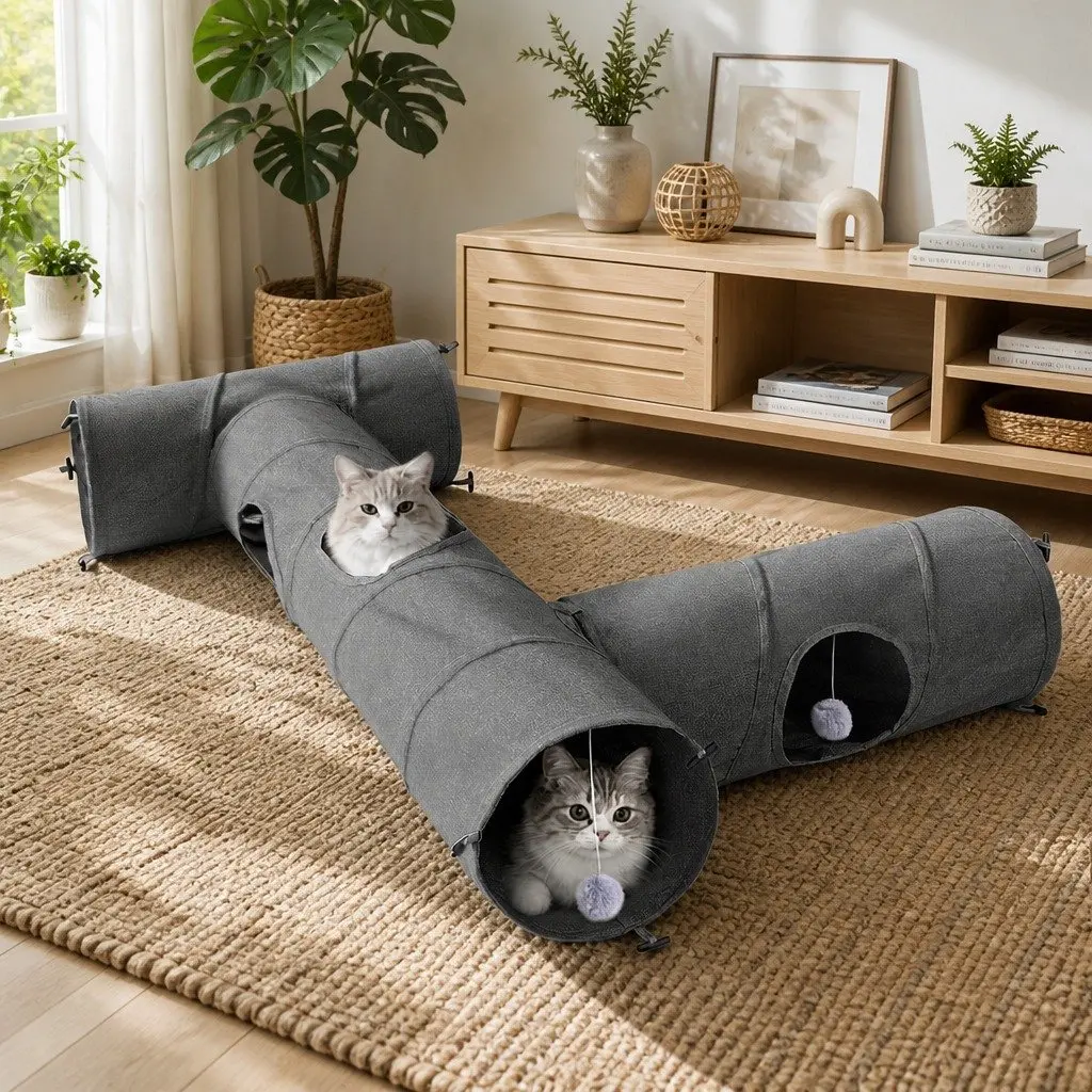 Cat Tunnel Modular Foldable Interactive Play Tube 3 Piece
