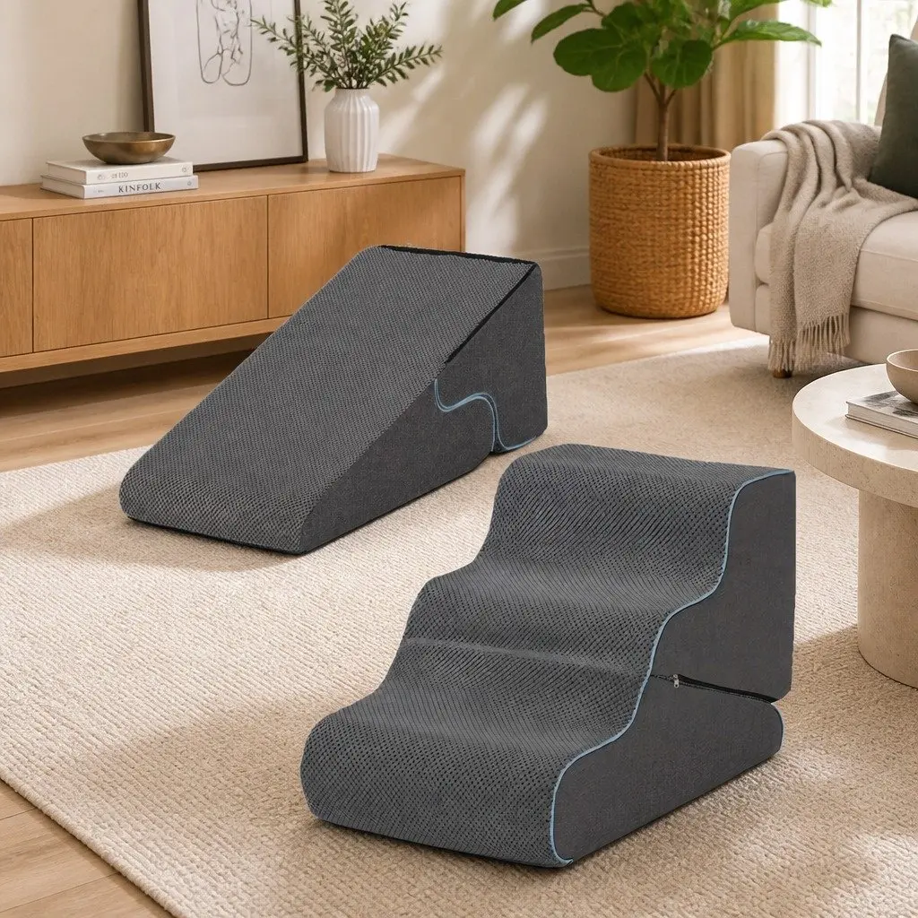 Adjustable Dog Ramp Stairs 2-in-1 Pet Steps Portable Foam Small Dogs Joint