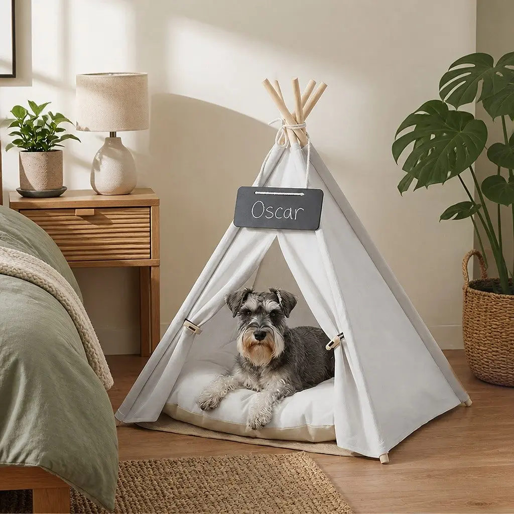 Pet Tent Dog Bed Indoor Hideaway Washable Cushion 60cm x 60cm