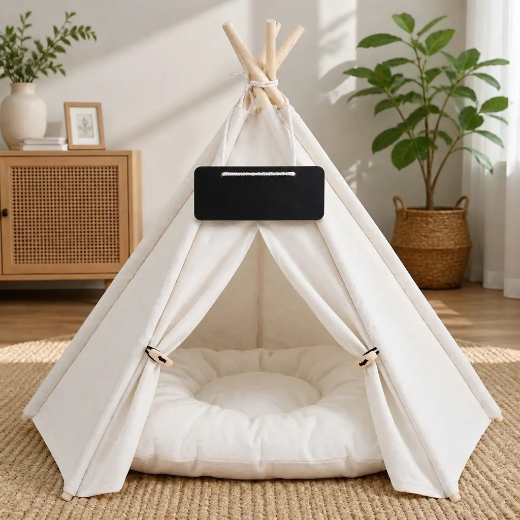 Pet Tent Dog Bed Washable Cushion Portable Small Indoor Hideaway