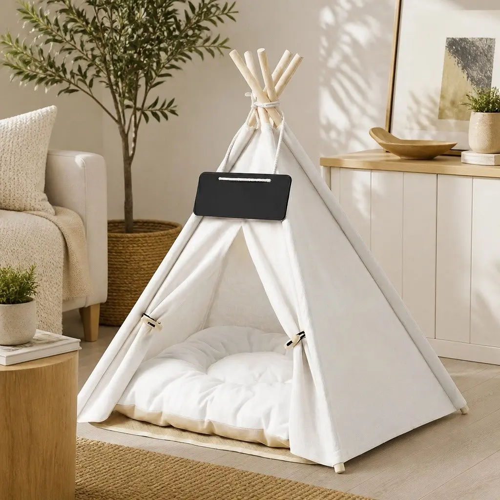 Pet Tent Dog Bed Washable Cushion Portable Small Indoor Hideaway