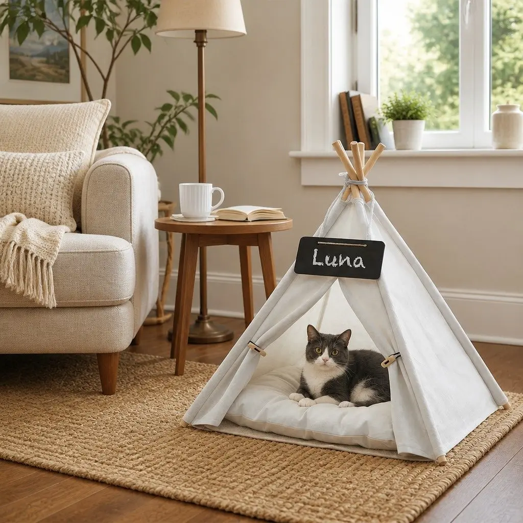 Pet Tent Dog Bed Washable Cushion Portable Small Indoor Hideaway