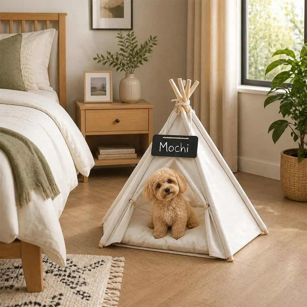 Pet Tent Dog Bed Washable Cushion Portable Small Indoor Hideaway