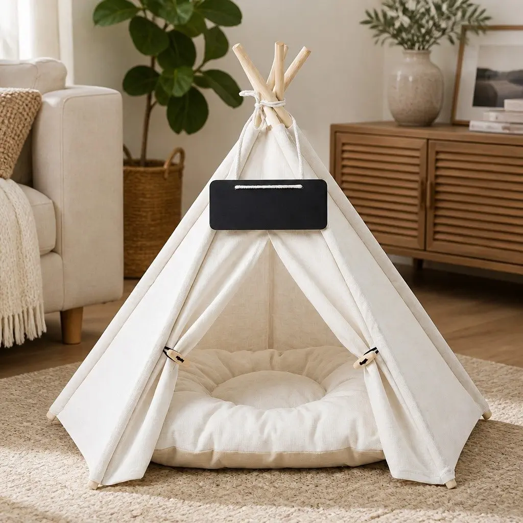Pet Tent Dog Bed Washable Cushion Portable Small Indoor Hideaway