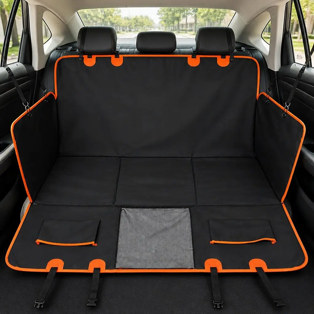 Dog Car Seat Cover Pet Back Seat Hammock 4-in-1 Convertible Cargo Liner