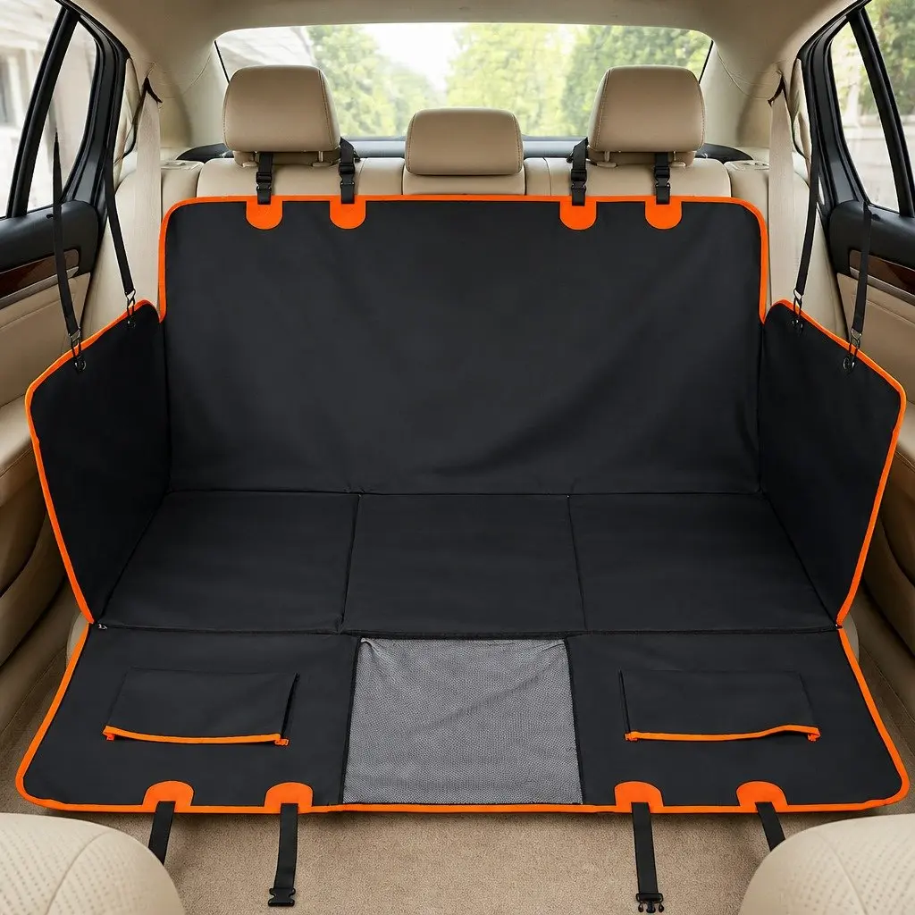 Dog Car Seat Cover Pet Back Seat Hammock 4-in-1 Convertible Cargo Liner