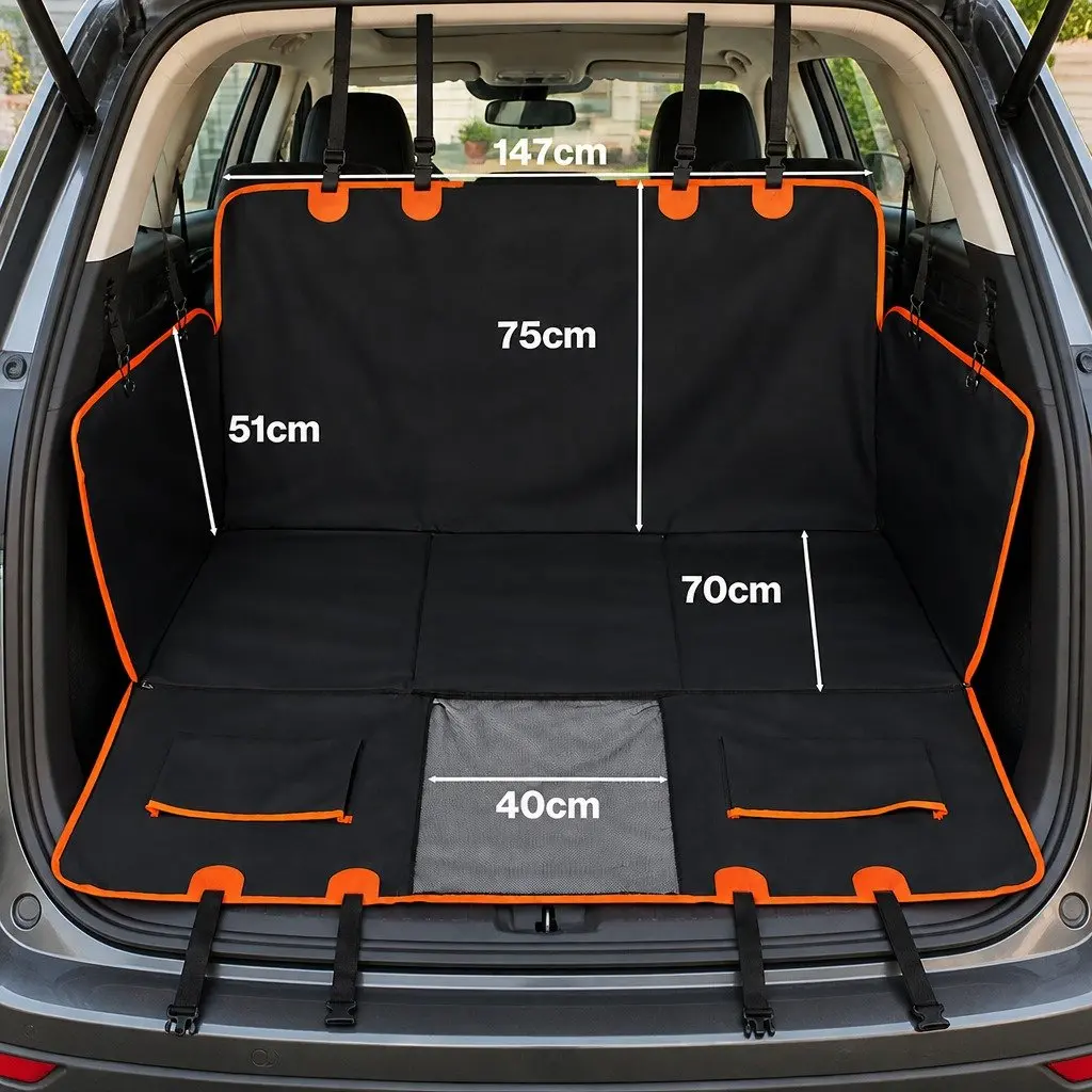 Dog Car Seat Cover Pet Back Seat Hammock 4-in-1 Convertible Cargo Liner