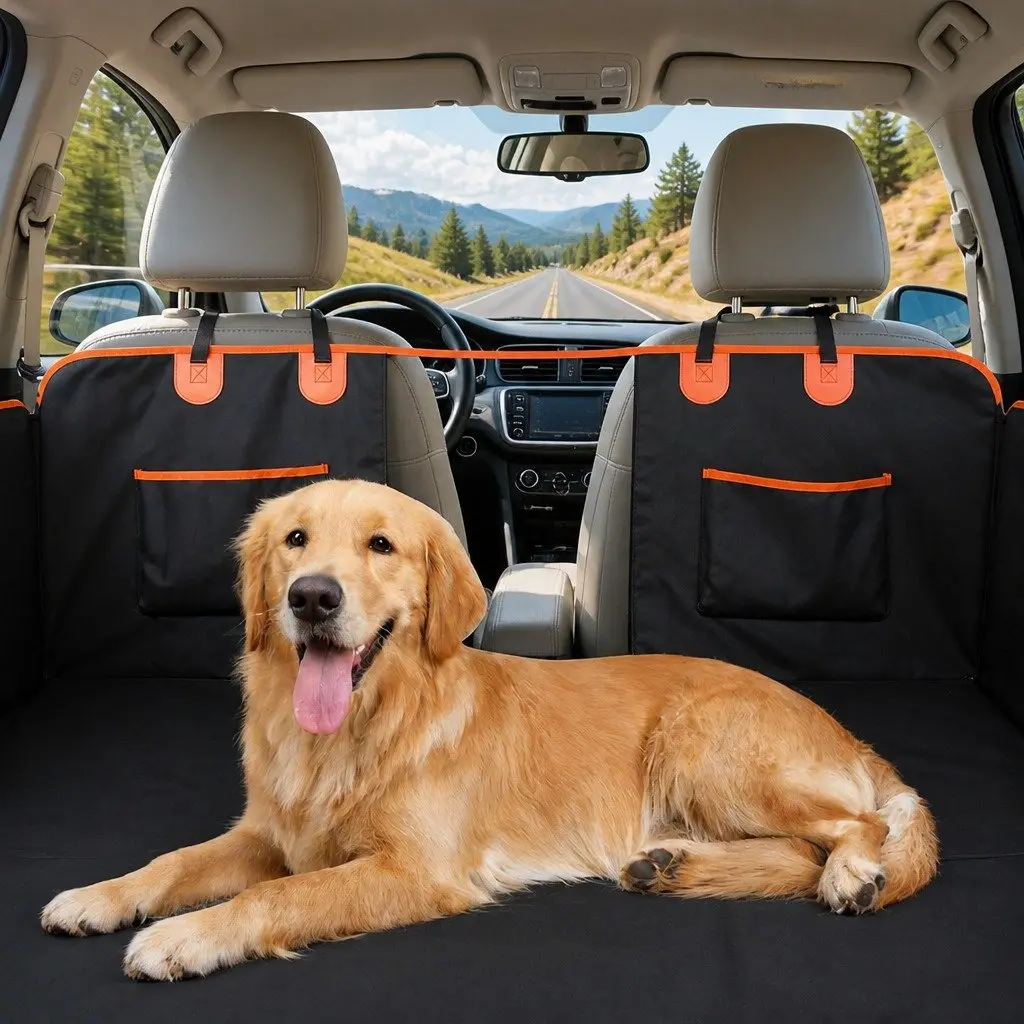 Dog Car Seat Cover Pet Back Seat Hammock 4-in-1 Convertible Cargo Liner