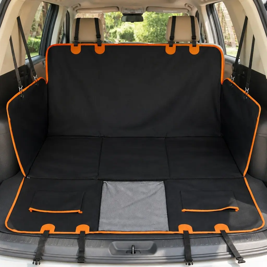 Dog Car Seat Cover Pet Back Seat Hammock 4-in-1 Convertible Cargo Liner