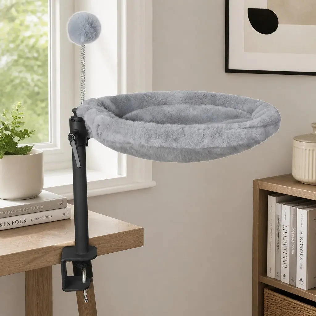 Cat Desk Hammock 360 Rotatable Adjustable Height Washable Pet Nest 42x39x30cm