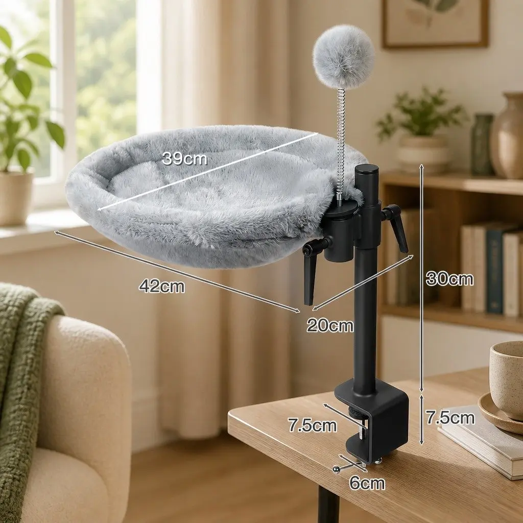 Cat Desk Hammock 360 Rotatable Adjustable Height Washable Pet Nest 42x39x30cm