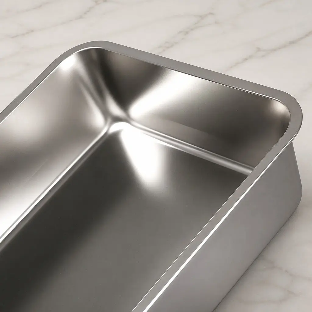 Large Semi-Enclosed Cat Litter Box Stainless Steel High Sided Splash Proof Tray