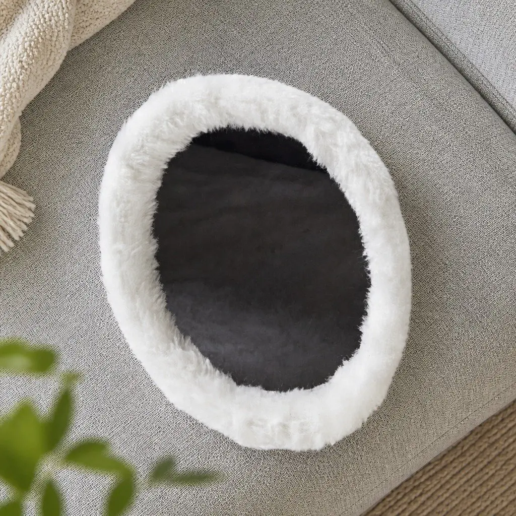 Foldable Cat House Cave Bed Hideaway with Scratching Board Interactive Nest