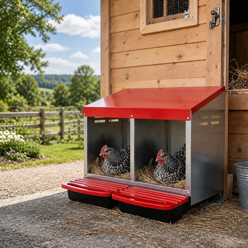 Chicken Nesting Box 2 Hole Roll Away Egg Collection Tray Backyard Poultry Coop