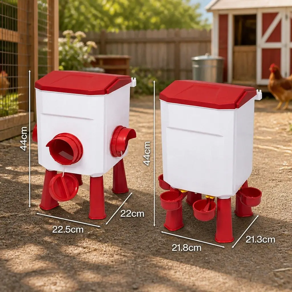 Auto Chicken Feeder and Waterer Set 12kg 11L Gravity Poultry Drinker Coop