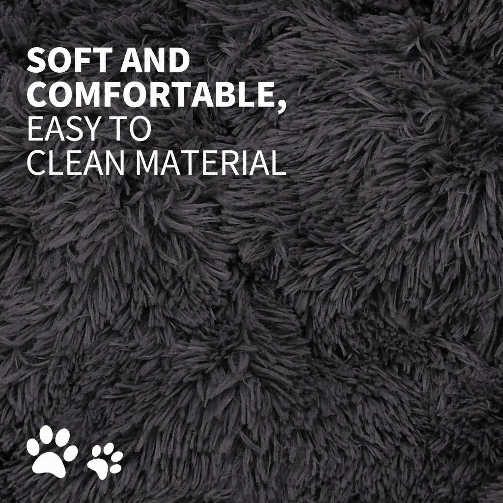Plush Nesting Pet Bed Calming Sleep Mat 70cm Dark Grey for Dogs and Cats