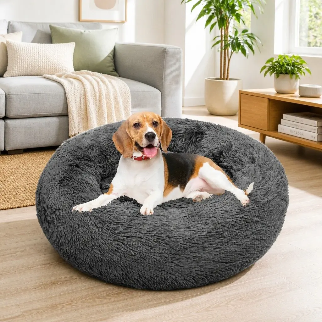 Dog Cat Pet Bed Warm Soft Washable Calming Mat Puppy Sleeping Pad Dark Gray