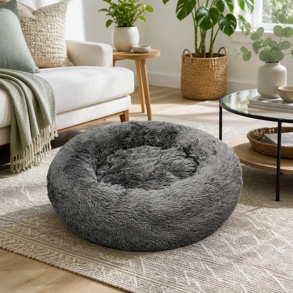 Dog Cat Pet Bed Warm Soft Washable Calming Mat Puppy Sleeping Pad Dark Gray