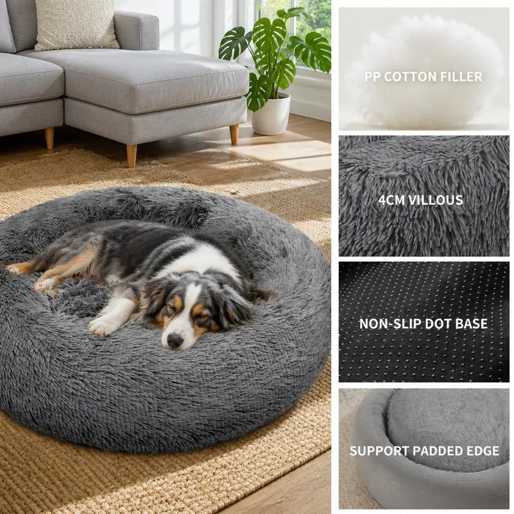 Dog Cat Pet Bed Warm Soft Washable Calming Mat Puppy Sleeping Pad Dark Gray