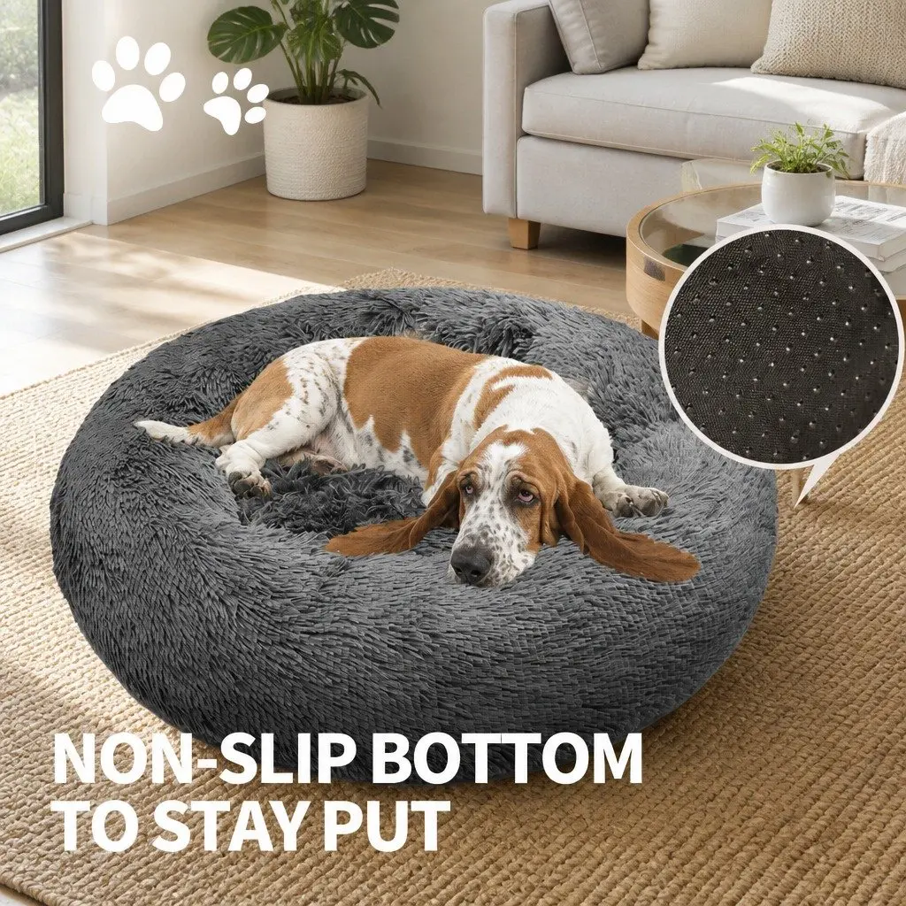Dog Cat Pet Bed Warm Soft Washable Calming Mat Puppy Sleeping Pad Dark Gray