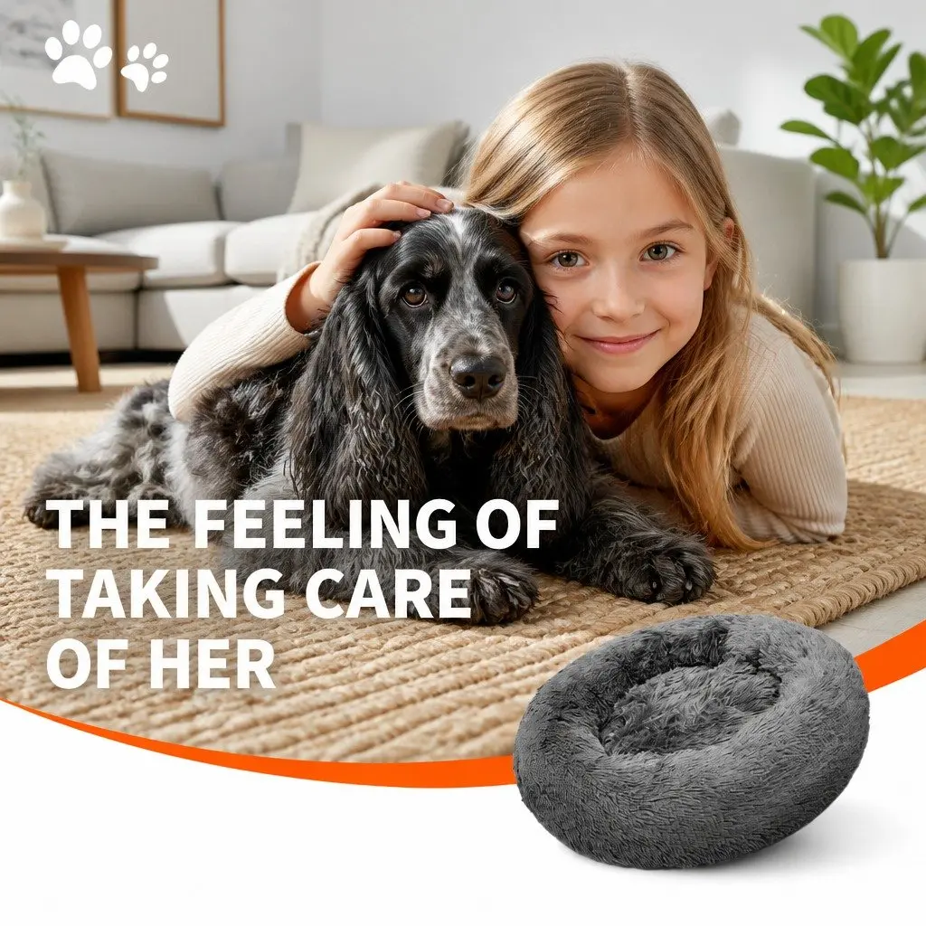 Dog Cat Pet Bed Warm Soft Washable Calming Mat Puppy Sleeping Pad Dark Gray
