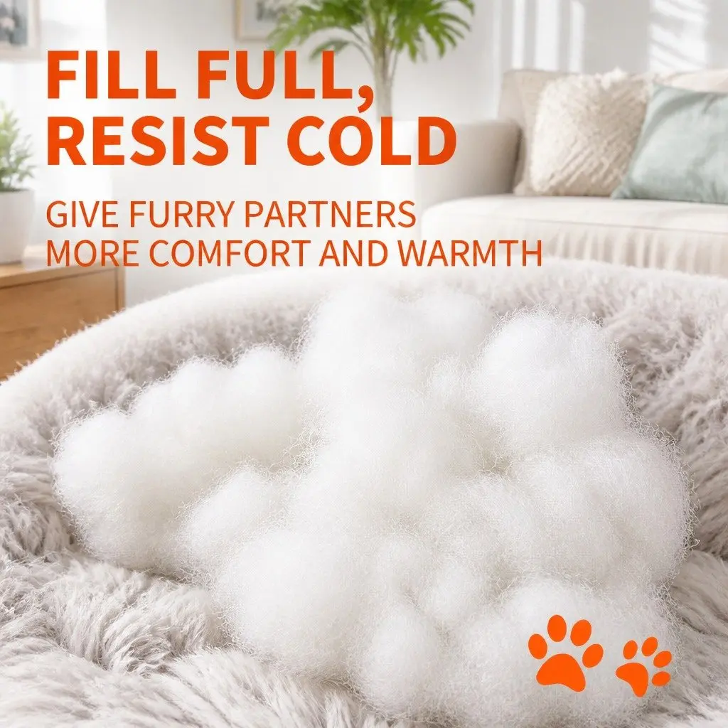 Pet Dog Bed Round Plush Nest Warm Sleeping Kennel Coffee M 70cm Diameter