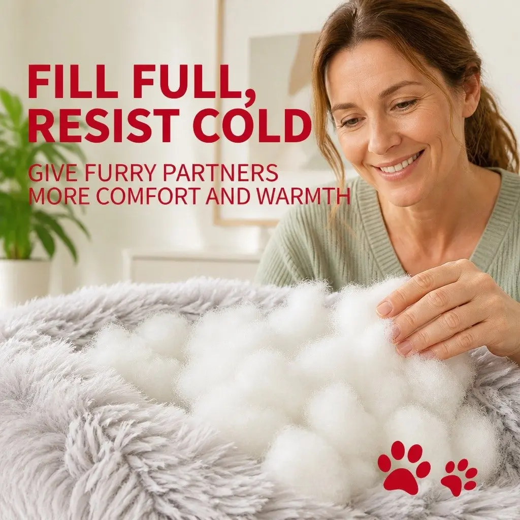 XL Round Dog Bed Soft Plush 100cm Light Coffee