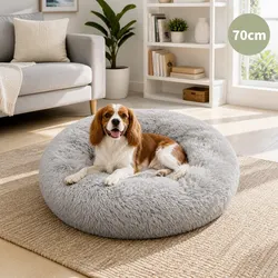 Light Grey Round Dog Bed M 70cm: A Friendly Retreat