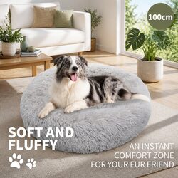 Friendly XL Round Dog Bed for Your Pet Light Grey 100cm