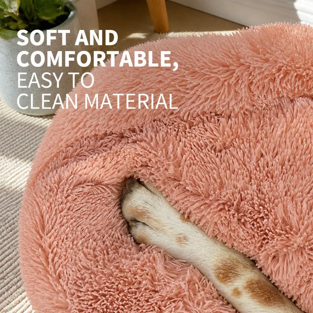 Dog Bed Plush Nest Comfy Large 90cm Pink
