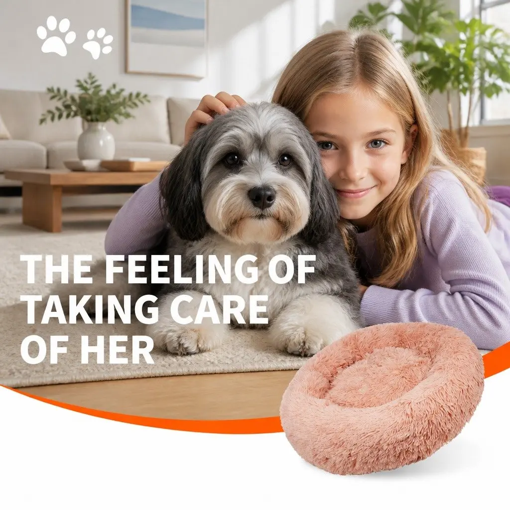 Dog Bed Plush Nest Comfy Large 90cm Pink